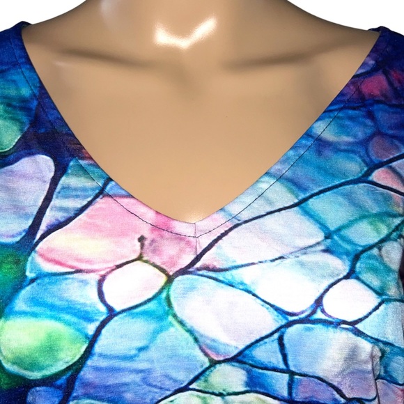 3XL WATER COLOR TIE DYE SHORT SLEEVE TOP - Picture 4 of 7